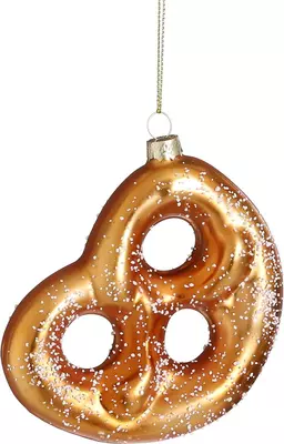 House of Seasons glazen kerst ornament pretzel 11cm goud 