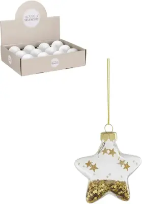 House of Seasons glazen kerst ornament ster 8cm goud
