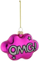 House of Seasons glazen kerst ornament tekst 'omg!' 10.5cm paars kopen?