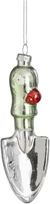 House of Seasons glazen kerst ornament tuinschepje 11.5cm groen