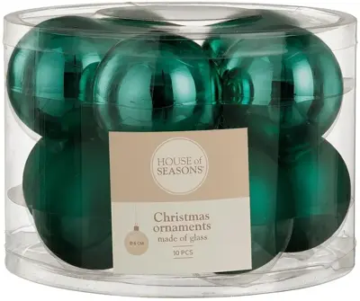 House of Seasons glazen kerstbal 6cm petrol 10 stuks