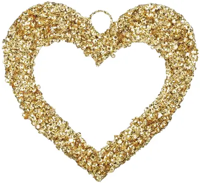House of Seasons katoenen kerst ornament hart 20cm goud 