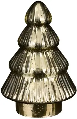 House of Seasons kerstfiguur glas kerstboom 10x10x15cm goud