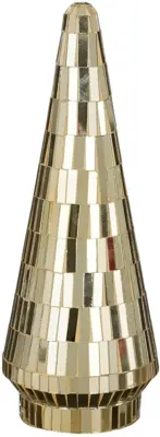 House of Seasons kerstfiguur glas kerstboom 13x13x33cm goud