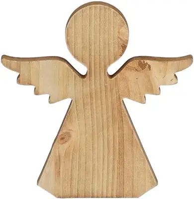 House of Seasons kerstfiguur hout engel 18x18x2cm bruin