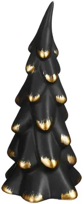 House of Seasons kerstfiguur keramiek kerstboom 8.8x7.8x19.5cm zwart