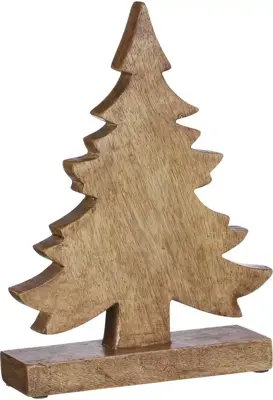 House of Seasons kerstfiguur mangohout kerstboom 22x5x30cm bruin