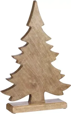 House of Seasons kerstfiguur mangohout kerstboom 28x6x40cm bruin