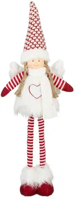 House of Seasons kerstfiguur polyester engel 22x13x68cm rood