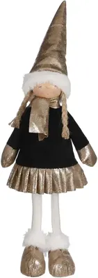 House of Seasons kerstfiguur polyester meisje 14x13x41cm zwart