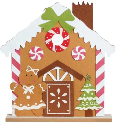 House of Seasons kerstfiguur polyester peperkoek huis 37x0.5x41cm bruin, rood
