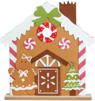 House of Seasons kerstfiguur polyester peperkoek huis 37x0.5x41cm bruin, rood kopen?