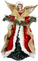 House of Seasons kerstfiguur polyresin engel 24x10x34cm rood kopen?