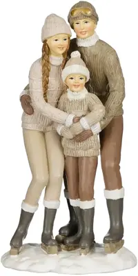 House of Seasons kerstfiguur polyresin familie 12.5x10x24cm beige