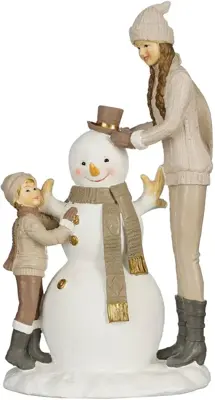 House of Seasons kerstfiguur polyresin familie 14x10x25.5cm beige