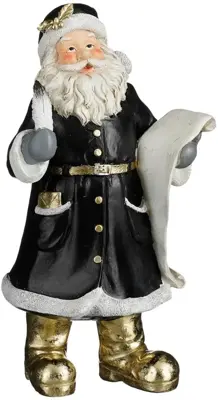 House of Seasons kerstfiguur polyresin kerstman 13x11x25cm zwart