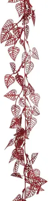 House of Seasons kunststof guirlande bladeren 10x180cm rood