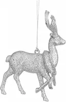 House of Seasons kunststof kerst ornament hert 12cm zilver 