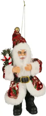 House of Seasons kunststof kerst ornament kerstman 18cm rood