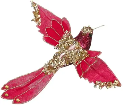 House of Seasons kunststof kerst ornament kolibrie op clip 24cm roze