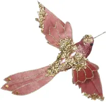 House of Seasons kunststof kerst ornament kolibrie op clip 24cm lichtroze kopen?