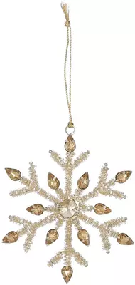 House of Seasons kunststof kerst ornament sneeuwvlok 12cm goud 