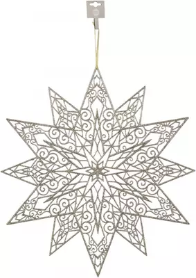House of Seasons kunststof kerst ornament sneeuwvlok 49cm champagne 