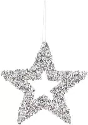 House of Seasons kunststof kerst ornament ster 20cm zilver