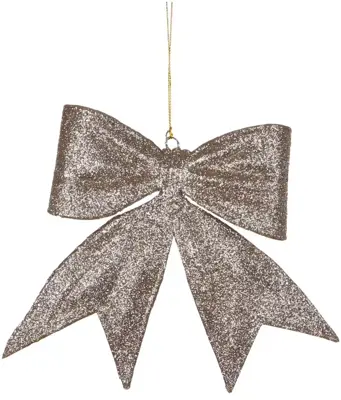 House of Seasons kunststof kerst ornament strik 15cm champagne