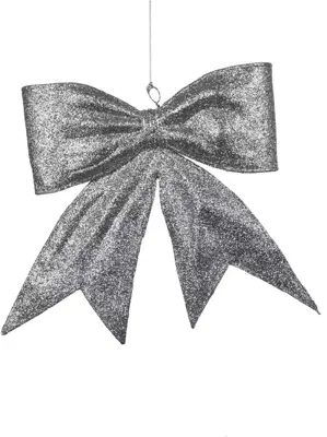 House of Seasons kunststof kerst ornament strik 22cm zilver