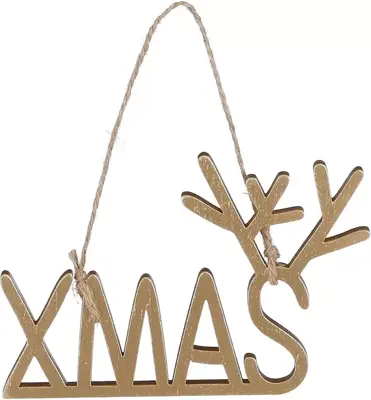 House of Seasons kunststof kerst ornament tekst xmas 12cm goud