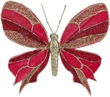 House of Seasons kunststof kerst ornament vlinder op clip 16cm roze kopen?