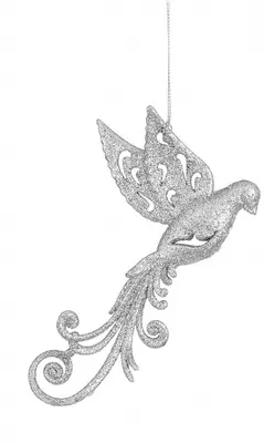 House of Seasons kunststof kerst ornament vogel 16cm zilver 