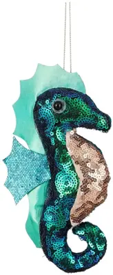 House of Seasons kunststof kerst ornament zeepaardje 18.5cm groen