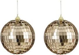 House of Seasons kunststof kerstbal discobal 10cm champagne 2 stuks kopen?