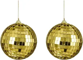 House of Seasons kunststof kerstbal discobal 10cm goud 2 stuks kopen?