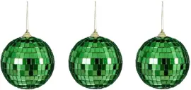 House of Seasons kunststof kerstbal discobal 8cm donkergroen 3 stuks kopen?