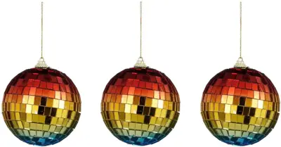 House of Seasons kunststof kerstbal discobal 8cm multi 3 stuks