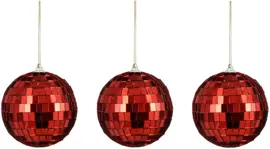 House of Seasons kunststof kerstbal discobal 8cm rood 3 stuks kopen?