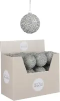 House of Seasons kunststof kerstbal tinsel 8cm zilver kopen?