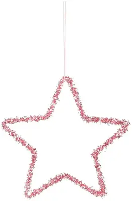 House of Seasons metalen kerst ornament ster 15cm roze