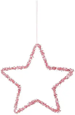 House of Seasons metalen kerst ornament ster 15cm roze 