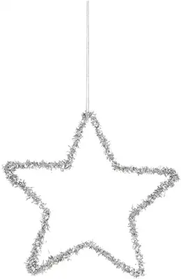 House of Seasons metalen kerst ornament ster 15cm zilver