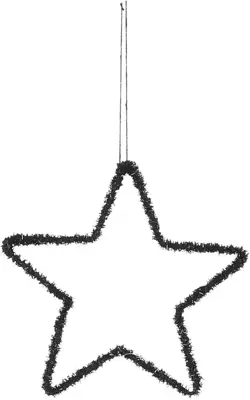 House of Seasons metalen kerst ornament ster 15cm zwart