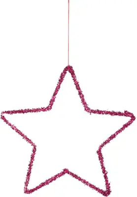 House of Seasons metalen kerst ornament ster 25cm fuchsia