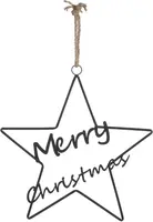 House of Seasons metalen kerst ornament ster tekst 'merry christmas' 42cm zwart  kopen?