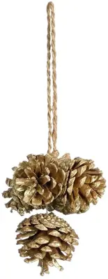 House of Seasons natuurlijk kerst ornament dennenappel 20cm goud