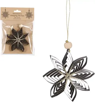 House of Seasons papieren kerst ornament ster 1.5cm zwart