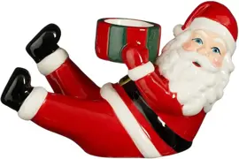 House of Seasons theelichthouder dolomiet kerstman 20x9x13cm rood kopen?