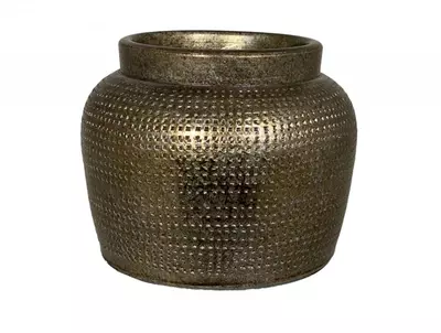 HS Marrakesh bloempot rond 18x14cm zilver goud - afbeelding 1